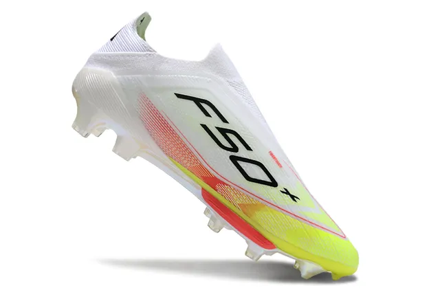Adidas F50 White Yellow Low-Cut Sock-Fit Upper Translucent TPU Cage Firm-Ground Soccer Shoes 2