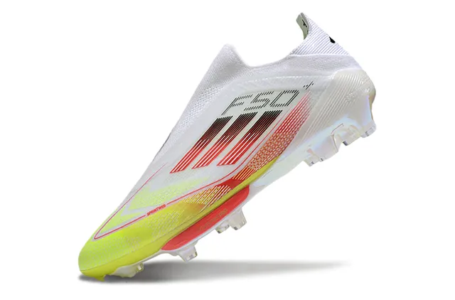 Adidas F50 White Yellow Low-Cut Sock-Fit Upper Translucent TPU Cage Firm-Ground Soccer Shoes 3