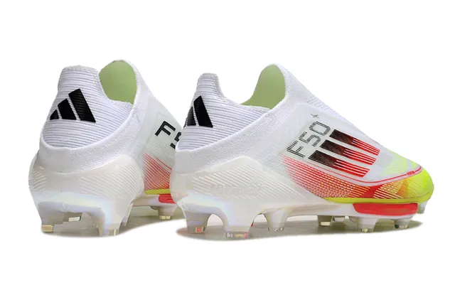 Adidas F50 White Yellow Low-Cut Sock-Fit Upper Translucent TPU Cage Firm-Ground Soccer Shoes 5