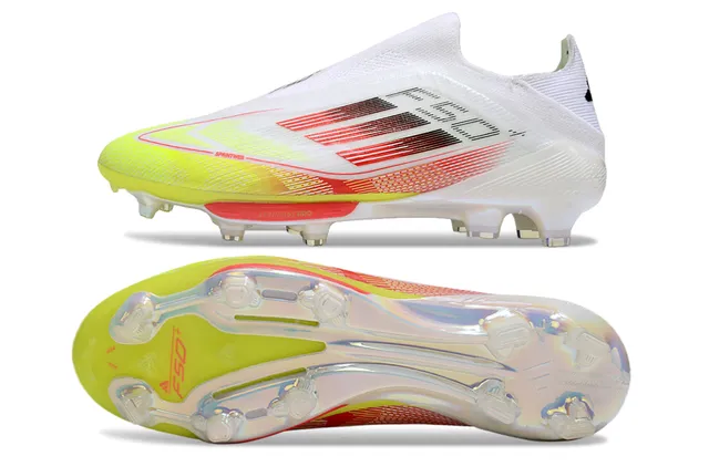 Adidas F50 White Yellow Low-Cut Sock-Fit Upper Translucent TPU Cage Firm-Ground Soccer Shoes 6