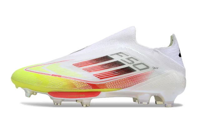 Adidas F50 White Yellow Low-Cut Sock-Fit Upper Translucent TPU Cage Firm-Ground Soccer Shoes 7