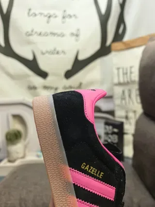 Adidas Gazelle Black and Pink Suede Lifestyle Sneakers 3