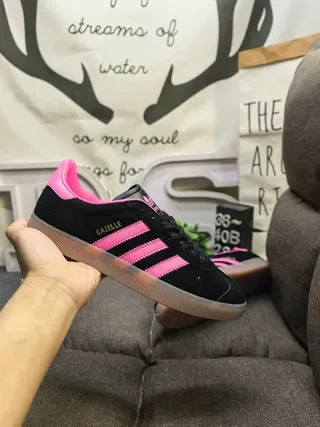 Adidas Gazelle Black and Pink Suede Lifestyle Sneakers 5