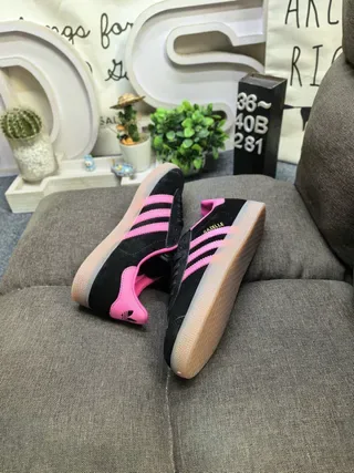 Adidas Gazelle Black and Pink Suede Lifestyle Sneakers 6