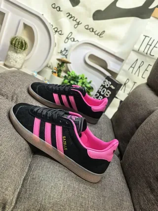 Adidas Gazelle Black and Pink Suede Lifestyle Sneakers 7
