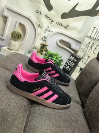 Adidas Gazelle Black and Pink Suede Lifestyle Sneakers 9