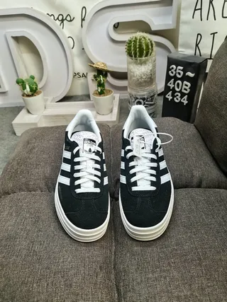 Adidas Gazelle Black and White Platform Lifestyle Sneakers 10