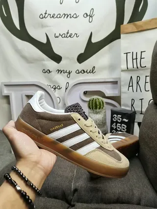 Adidas Gazelle Brown Beige White Gum Lifestyle Sneakers 5