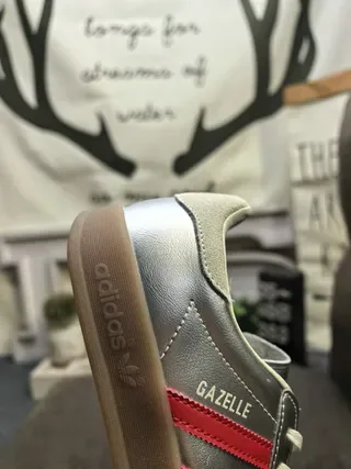 Adidas Gazelle Metallic Silver Red Lifestyle Sneakers 3