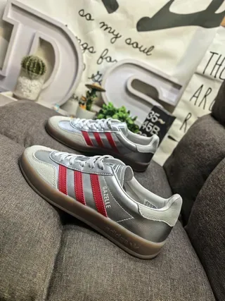 Adidas Gazelle Metallic Silver Red Lifestyle Sneakers 7