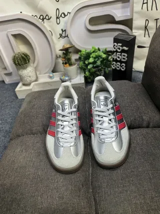 Adidas Gazelle Metallic Silver Red Lifestyle Sneakers 10