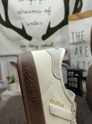 Adidas Gazelle Off-White and Gray Lifestyle Sneakers 3