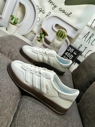 Adidas Gazelle Off-White and Gray Lifestyle Sneakers 7