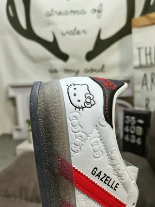 Adidas Gazelle White Red Black Hello Kitty Lifestyle Sneakers 3