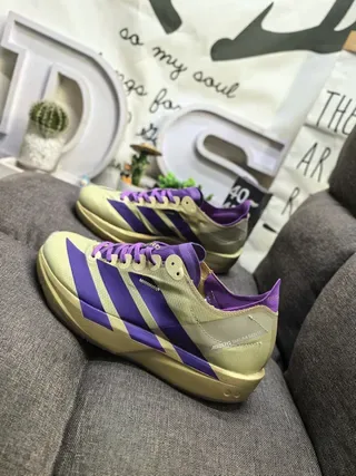 Adidas Gold Purple Metallic Upper Three-Stripe Branding Lifestyle Sneakers 7