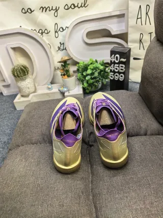 Adidas Gold Purple Metallic Upper Three-Stripe Branding Lifestyle Sneakers 8