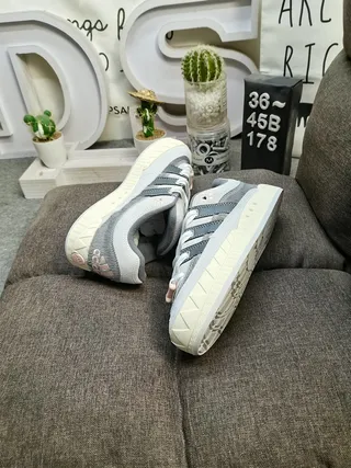 Adidas Gray Beige Low-Top Layered Suede-and-Mesh Upper Lifestyle Sneakers 6