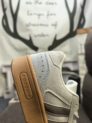 Adidas Gray Beige Low-Top Suede-and-Textile Upper Lifestyle Sneakers 3