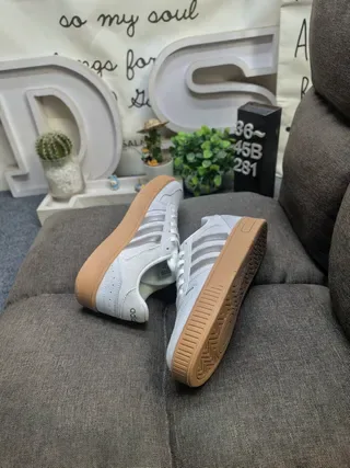 Adidas Gray Beige Low-Top Suede-and-Textile Upper Lifestyle Sneakers 6