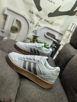 Adidas Gray Beige Low-Top Suede-and-Textile Upper Lifestyle Sneakers 7