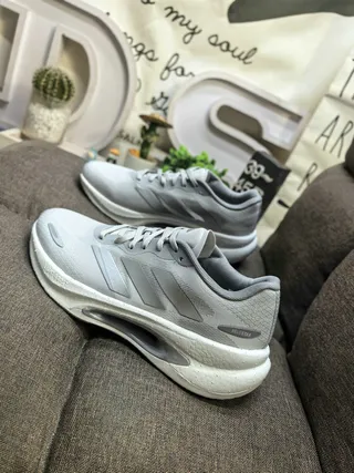 Adidas Gray Mesh Three-Stripe Lifestyle Sneakers 7