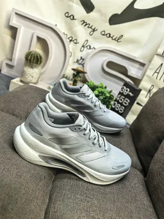 Adidas Gray Mesh Three-Stripe Lifestyle Sneakers 9