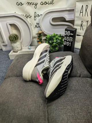 Adidas Gray Pink Thick Sculpted Midsole Three-Stripe Side Panel Lifestyle Sneakers 6