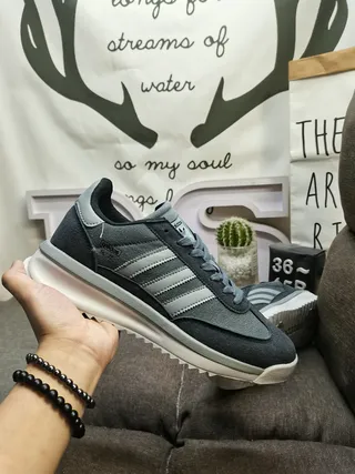 Adidas Gray White Low-Top Suede-Textile Upper Lifestyle Sneakers 5
