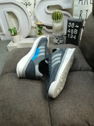 Adidas Gray White Low-Top Suede-Textile Upper Lifestyle Sneakers 6