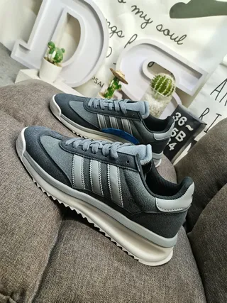 Adidas Gray White Low-Top Suede-Textile Upper Lifestyle Sneakers 7