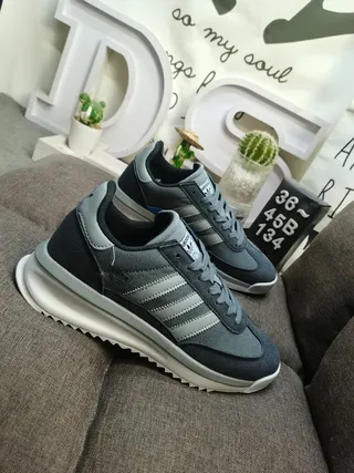 Adidas Gray White Low-Top Suede-Textile Upper Lifestyle Sneakers 9