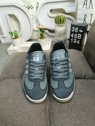Adidas Gray White Low-Top Suede-Textile Upper Lifestyle Sneakers 10