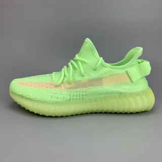 Adidas Green Beige Knit Upper Ribbed Translucent Sole Lifestyle Sneakers