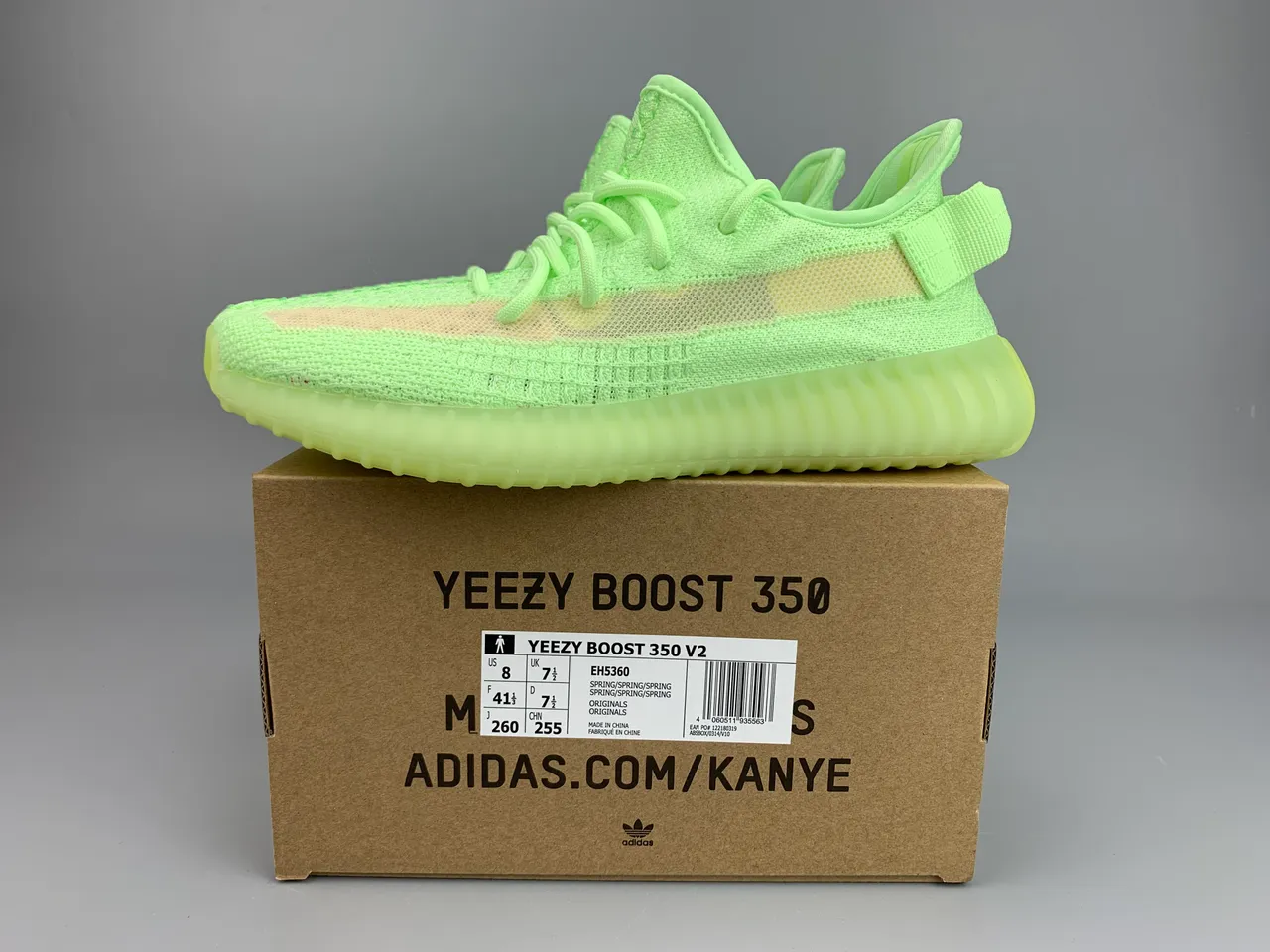 Adidas Green Beige Knit Upper Ribbed Translucent Sole Lifestyle Sneakers 3