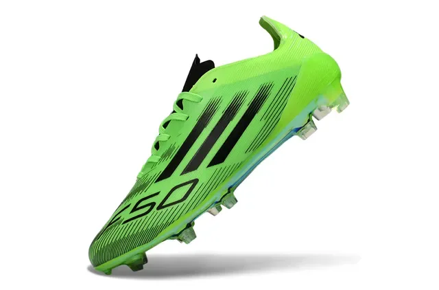 Adidas Vert Noir Néon Synthétique Supérieur Graphique à Trois Rayures Chaussures de Football pour Terrain Firme 3