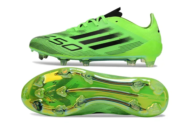 Adidas Vert Noir Néon Synthétique Supérieur Graphique à Trois Rayures Chaussures de Football pour Terrain Firme 6