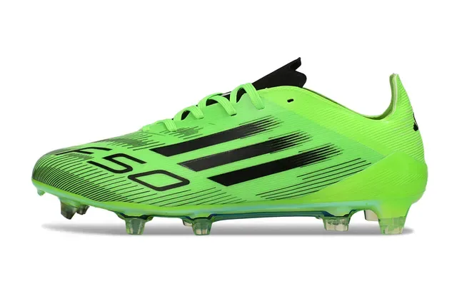 Adidas Vert Noir Néon Synthétique Supérieur Graphique à Trois Rayures Chaussures de Football pour Terrain Firme 7