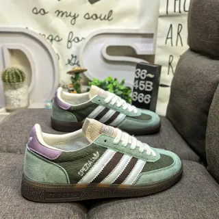Adidas Green Purple Corduroy And Suede Upper Three-Stripe Side Panel Lifestyle Sneakers