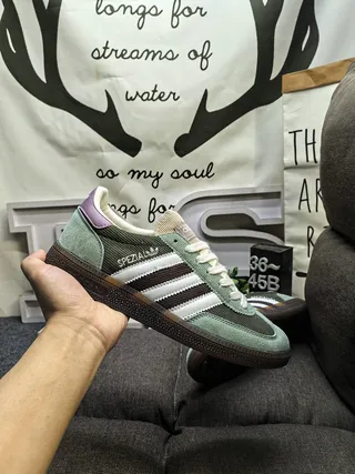 Adidas Green Purple Corduroy And Suede Upper Three-Stripe Side Panel Lifestyle Sneakers 5