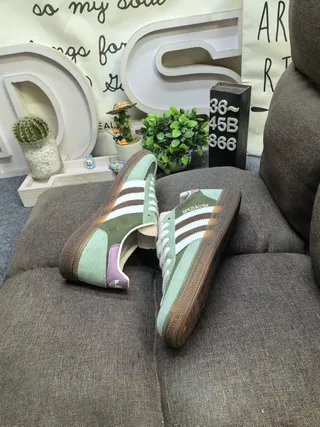 Adidas Green Purple Corduroy And Suede Upper Three-Stripe Side Panel Lifestyle Sneakers 6