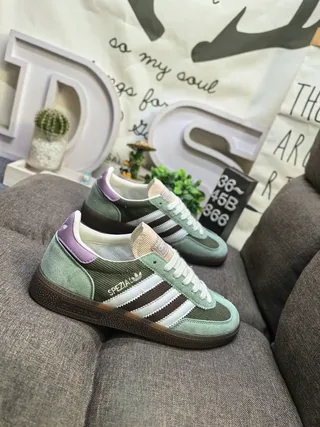 Adidas Green Purple Corduroy And Suede Upper Three-Stripe Side Panel Lifestyle Sneakers 9