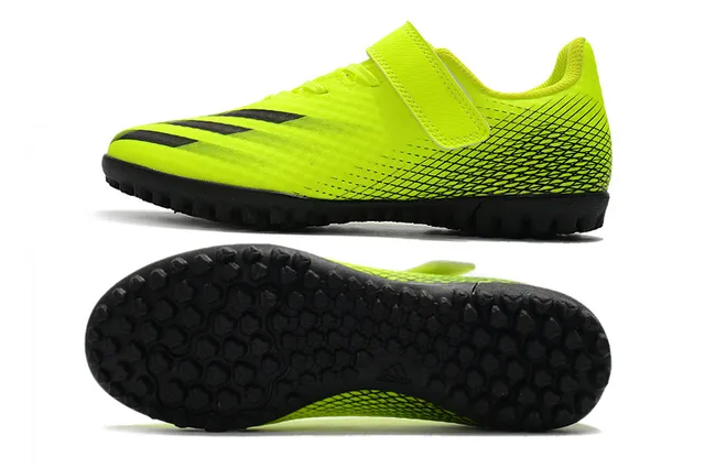 Adidas Verde Roxo Baixo Corte Superior Sintético Solado Hexagonal Sapatos de Futebol Turf 7