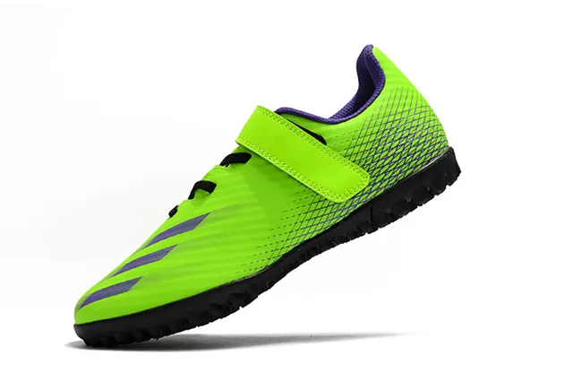 Adidas Verde Roxo Baixo Corte Superior Sintético Solado Hexagonal Sapatos de Futebol Turf 10