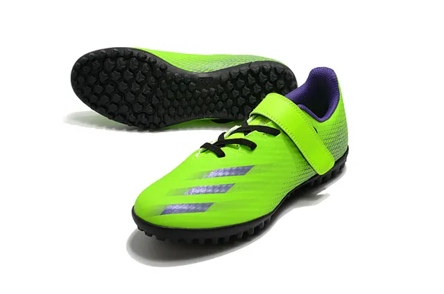 Adidas Verde Roxo Baixo Corte Superior Sintético Solado Hexagonal Sapatos de Futebol Turf 11