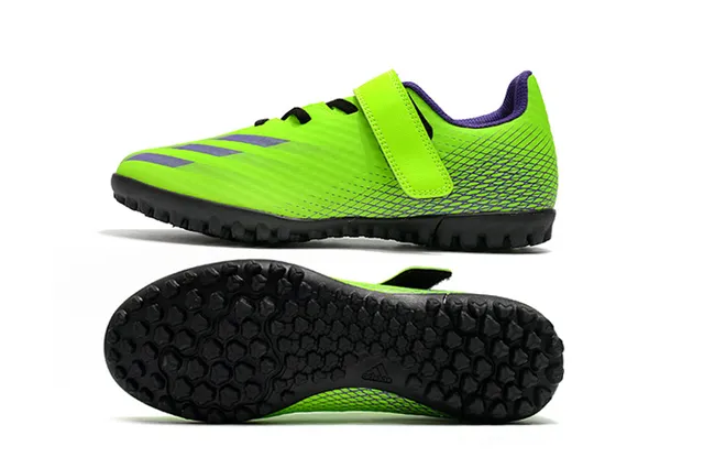 Adidas Verde Roxo Baixo Corte Superior Sintético Solado Hexagonal Sapatos de Futebol Turf 13
