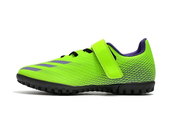 Adidas Verde Roxo Baixo Corte Superior Sintético Solado Hexagonal Sapatos de Futebol Turf 14