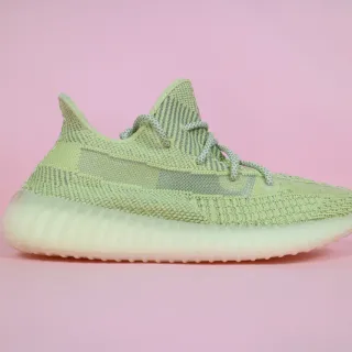 Adidas Green White Knit Upper Ribbed Translucent Sole Lifestyle Sneakers