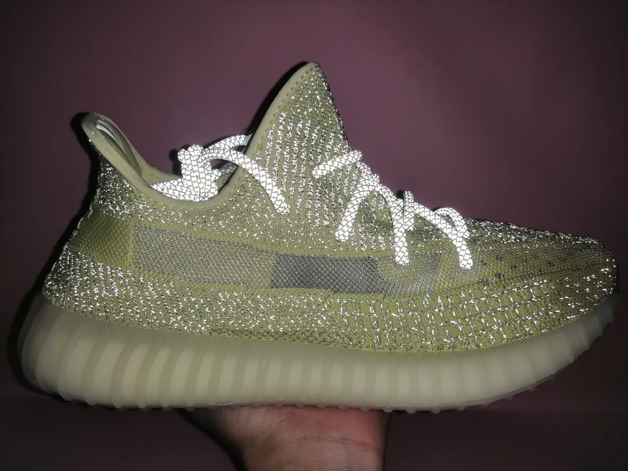 Adidas Green White Knit Upper Ribbed Translucent Sole Lifestyle Sneakers 2