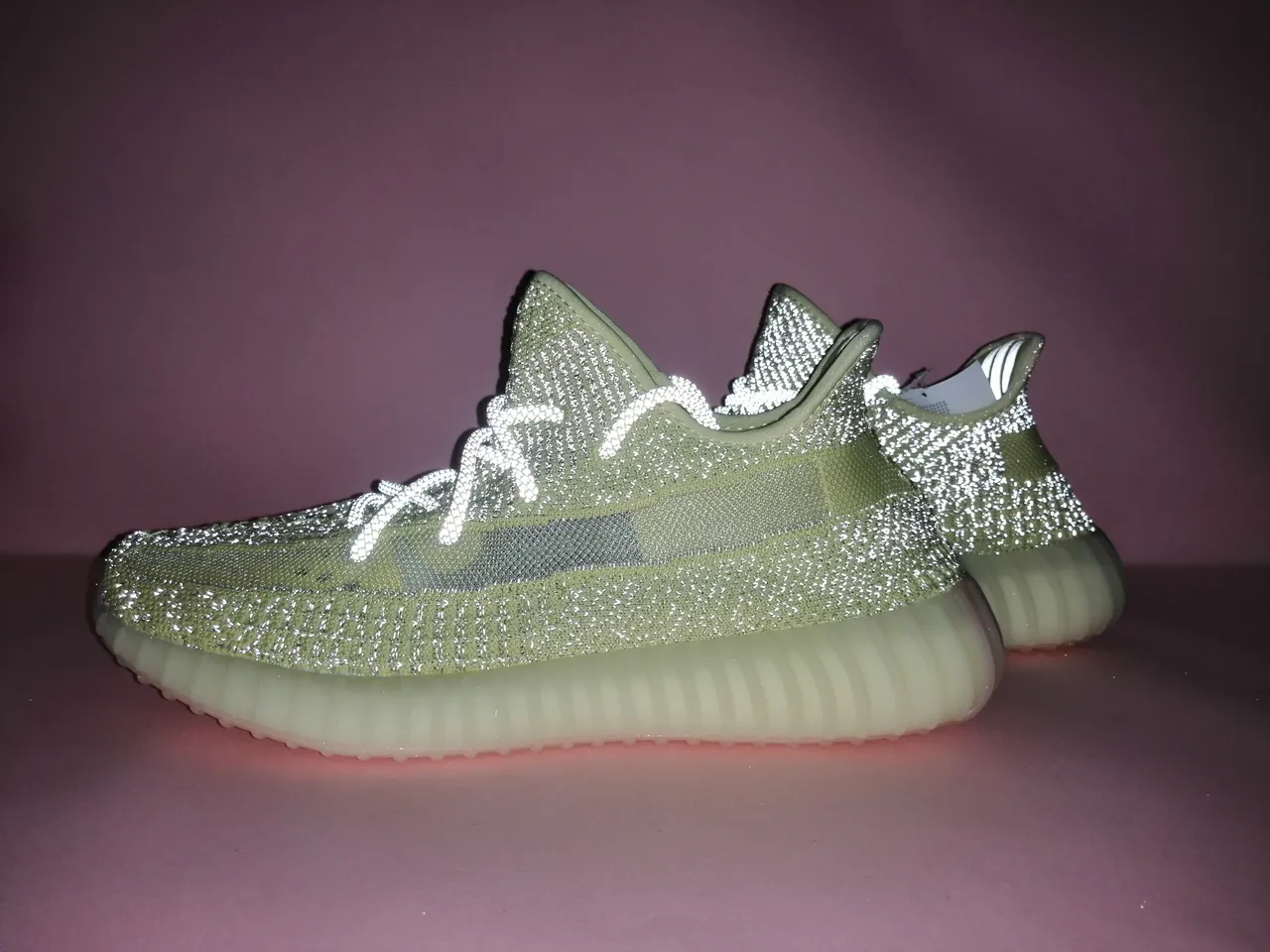 Adidas Green White Knit Upper Ribbed Translucent Sole Lifestyle Sneakers 3
