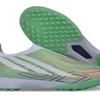 Adidas Green White Laceless Collar Synthetic Overlay Cage Turf Soccer Shoes